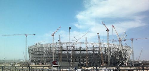 Trabajos de construcción en 2014 en el Estadio Nacional de Bakú