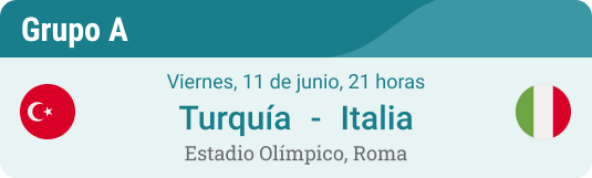 El primer partido de Turquía - Italia en la Eurocopa 2021 grupo A