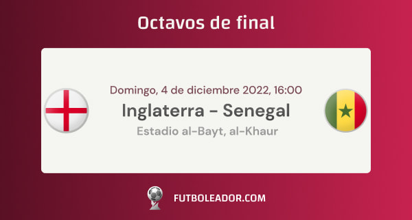 inglaterra vs senegal en octavos de final de la copa del mundo