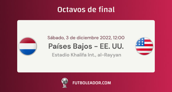 Pronósticos octavos de final de la Copa Mundial - Países Bajos - Estados Unidos 3.12