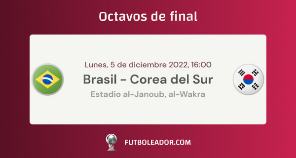 Pronóstico Brasil - Corea del Sur - Octavos de final Copa Mundial 05.12